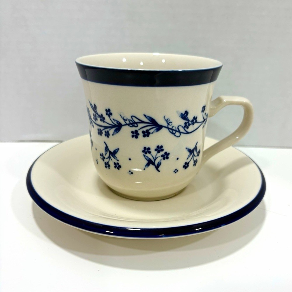 Vintage Sango Provence 260 Bouquet Blue Cup & Saucer Japan Cobalt Floral 2 piece